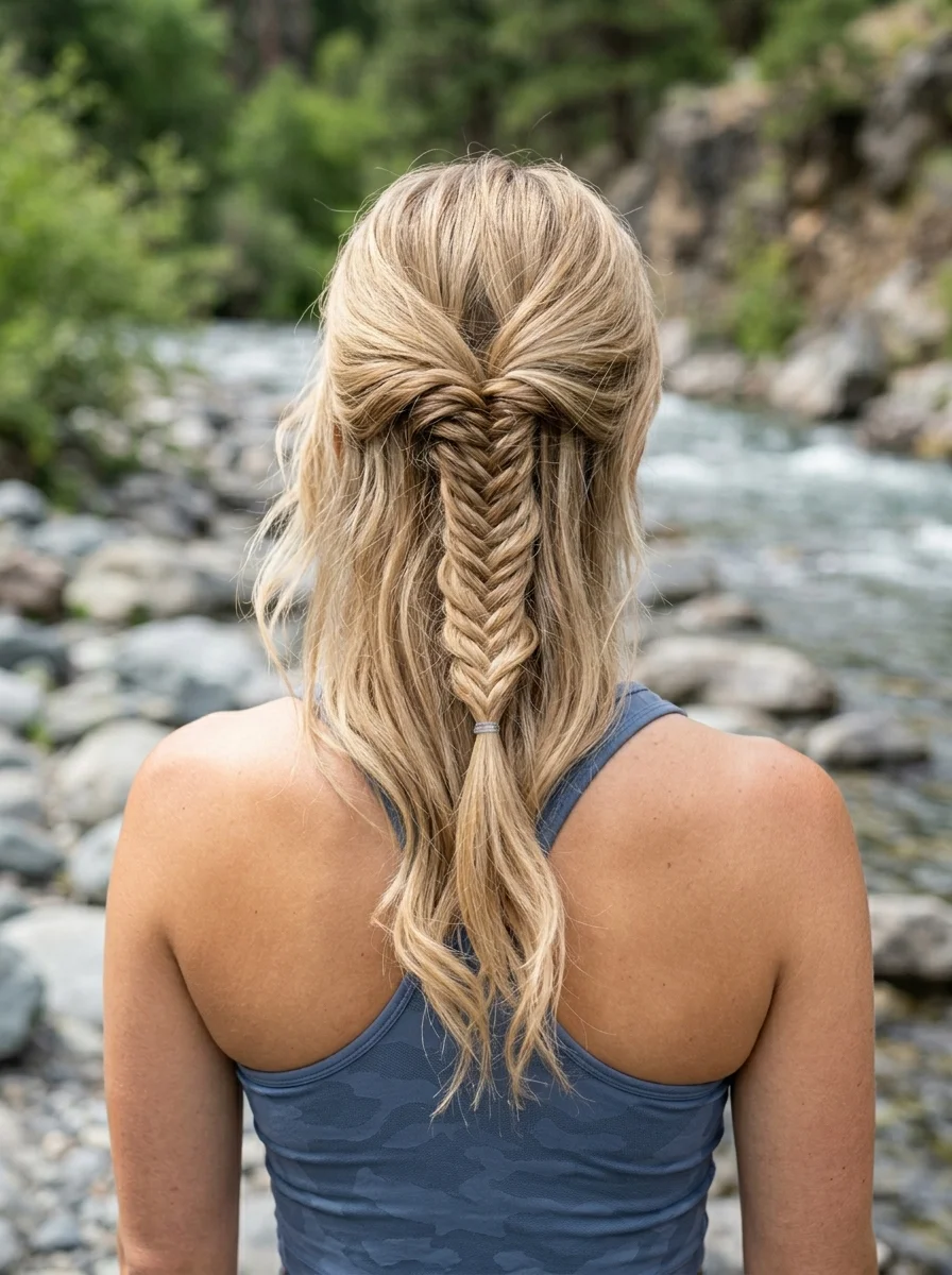 Half-Up Fishtail Braid