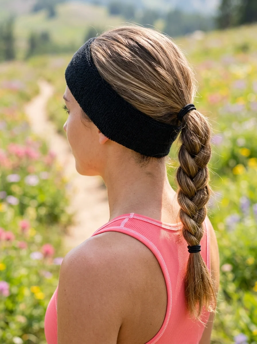 Low Braid with Athletic Headband