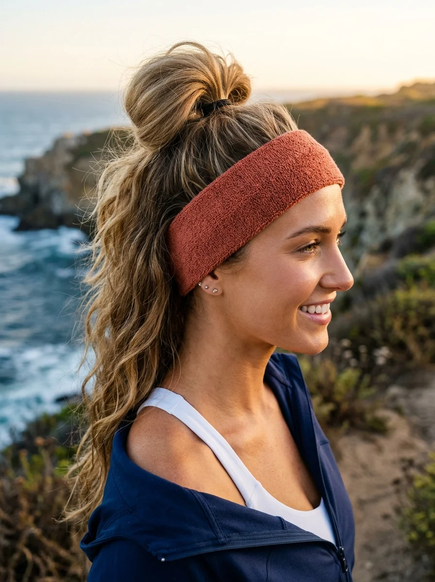 Half-Up Top Knot with Athletic Headband