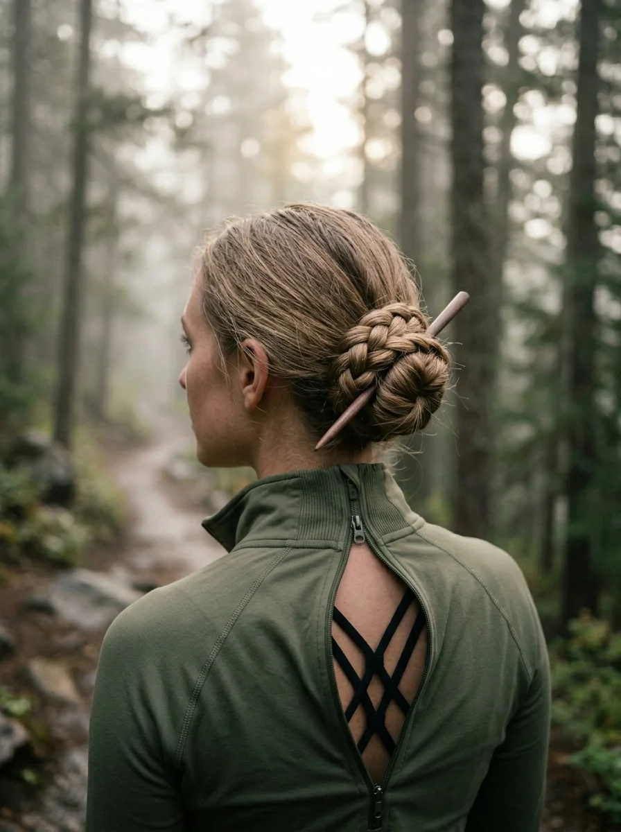 Braided Bun with Wooden Hair Stick