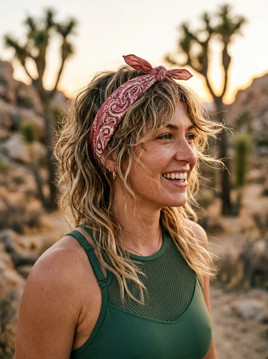 Loose Waves with Paisley Bandana