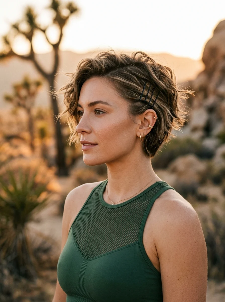 Tousled Bob with Bobby Pin Cluster