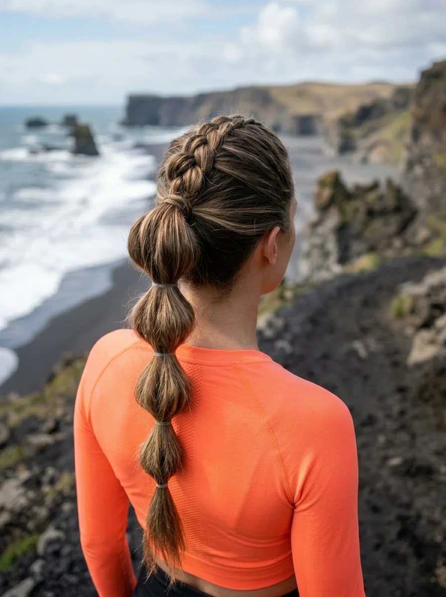 Braided Crown to Bubble Ponytail