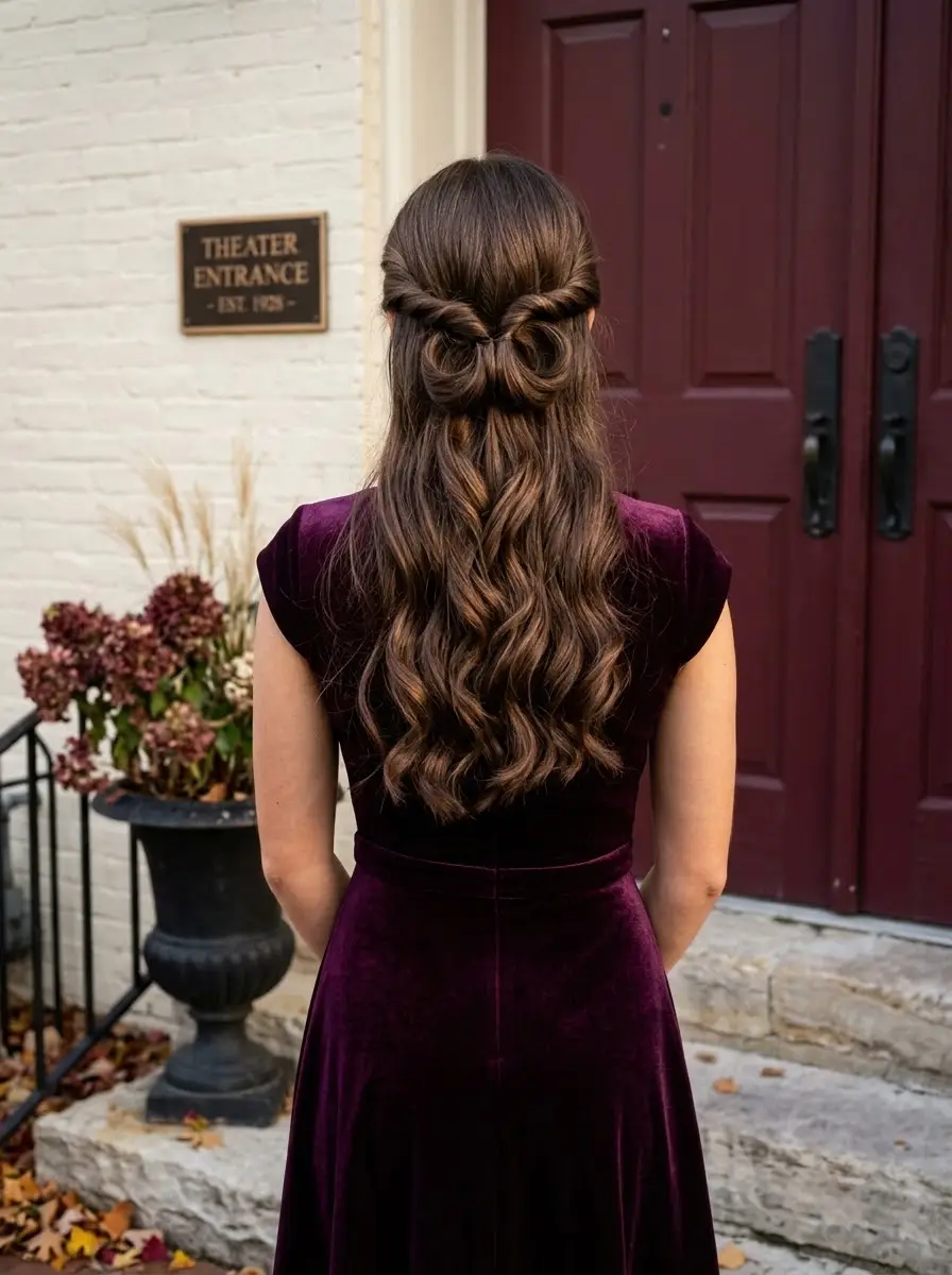 Half-Up Twist Bow with Long Waves