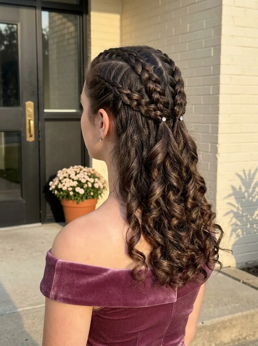 Braided Half-Up Curls