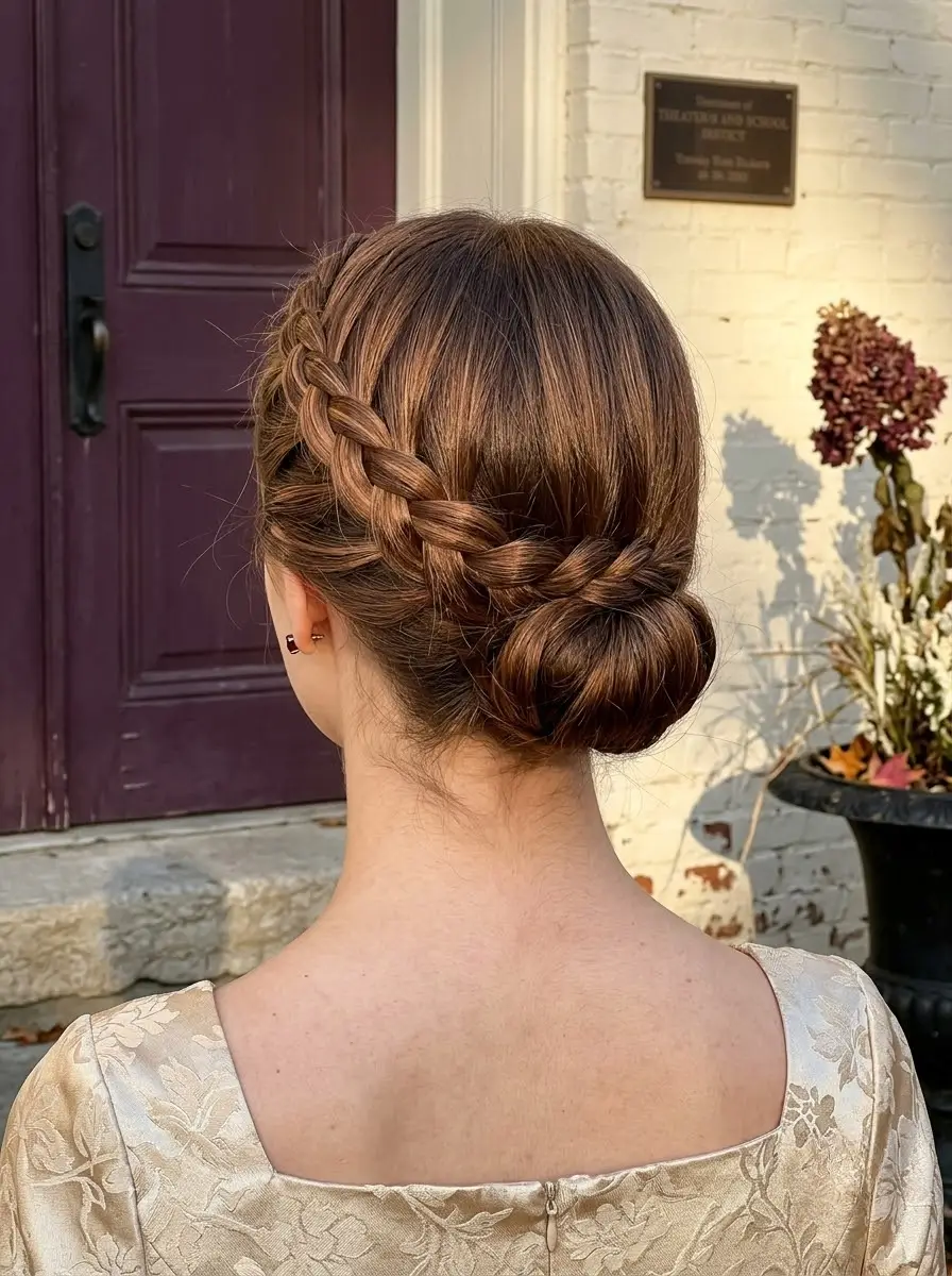 Side-Braided Low Bun