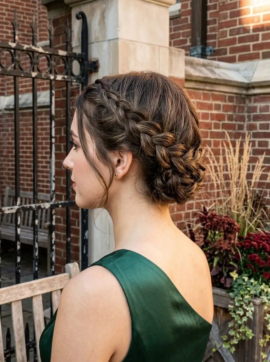 Braided Low Bun with Crown Detail