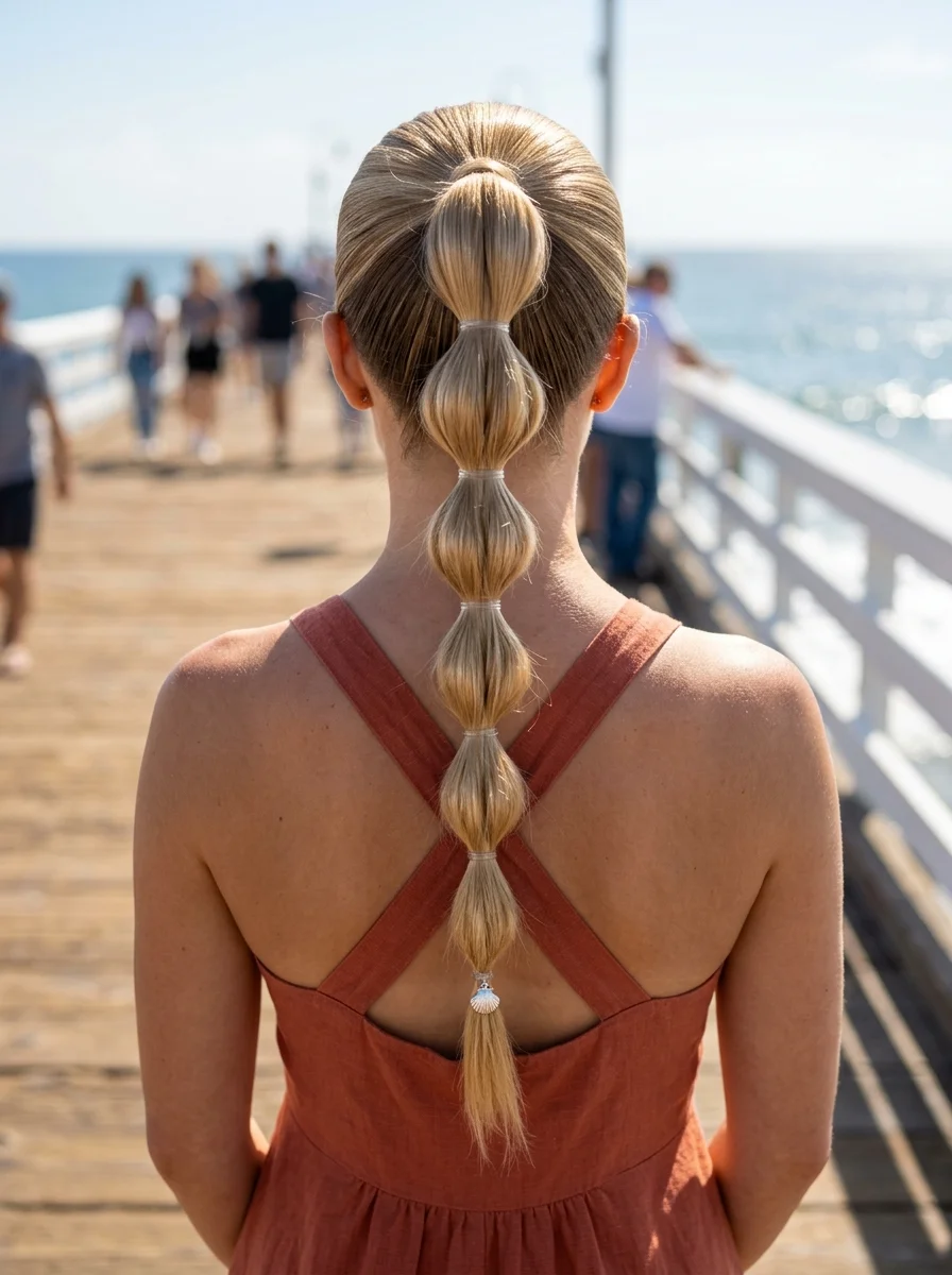 Bubble Ponytail with a Beachy Charm