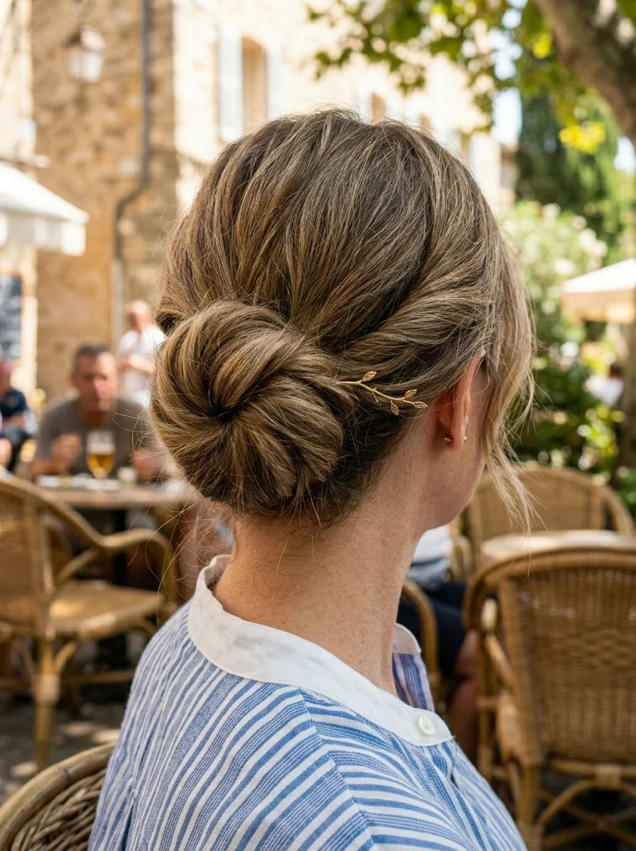 Twisted French Knot with Delicate Leaf Pin