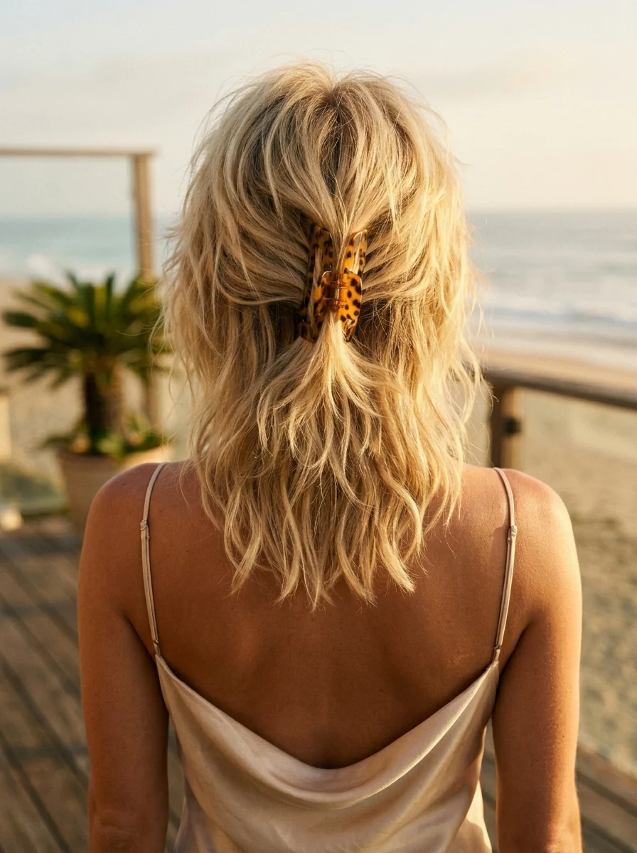 Effortless Beachy Waves Half-Up Claw Clip