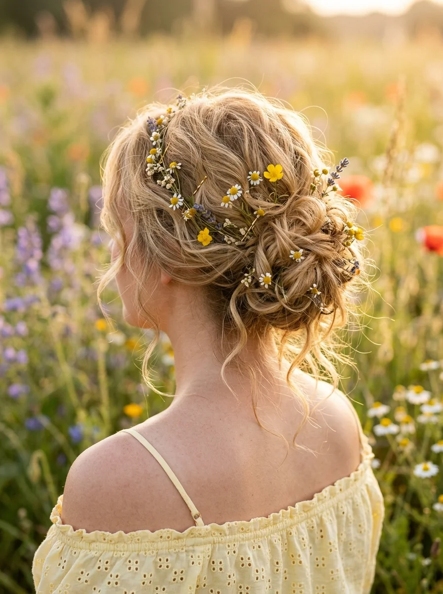 Boho Flower Crown Updo
