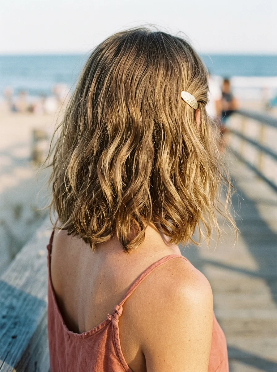 Beachy Waves Bob with a Chic Hair Clip
