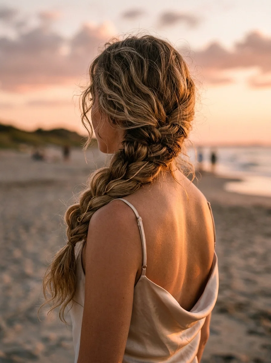 Boho Beach Braid with Golden Chains