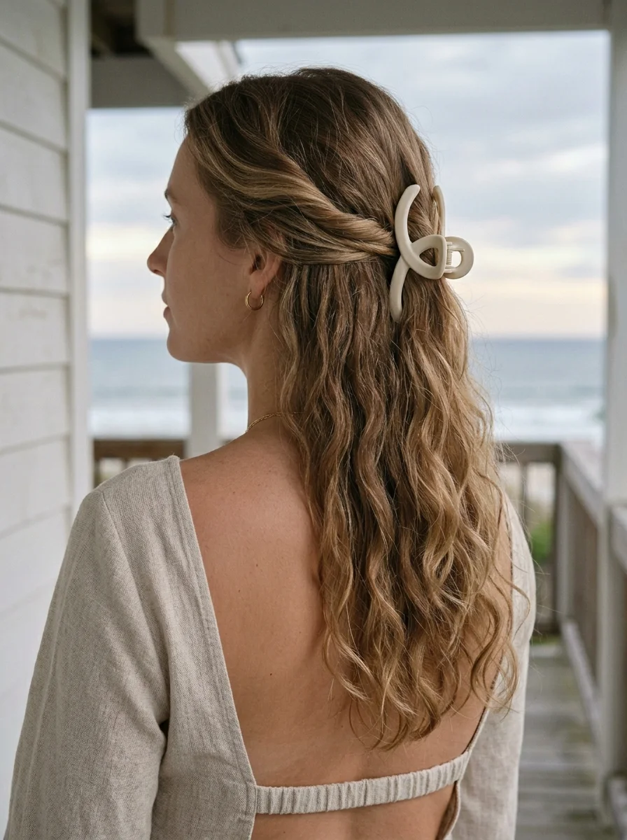 Twisted Half-Up with Elegant Claw Clip