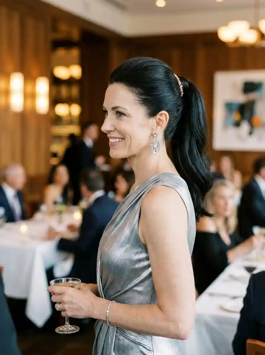 Sleek High Ponytail with Sparkle Accent