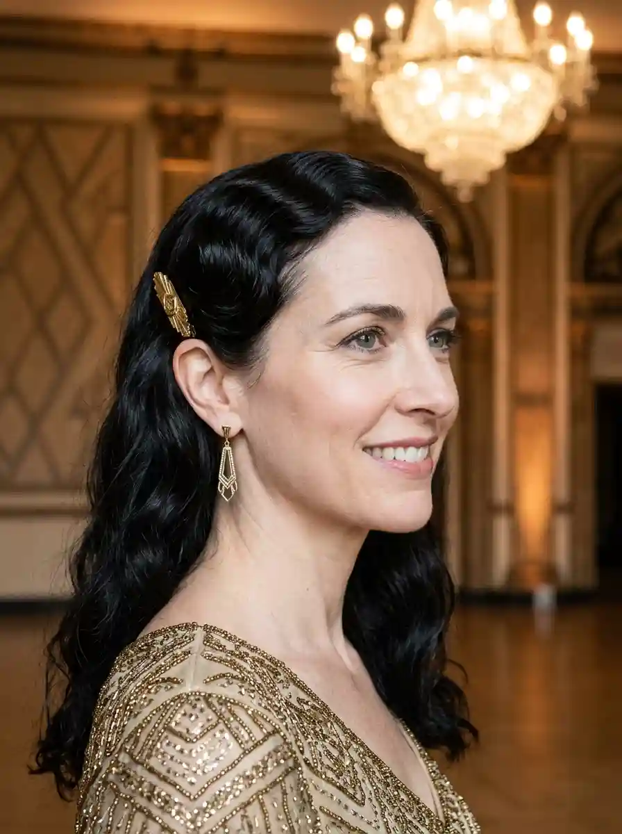 Retro Hollywood Glam Waves with Art Deco Flair