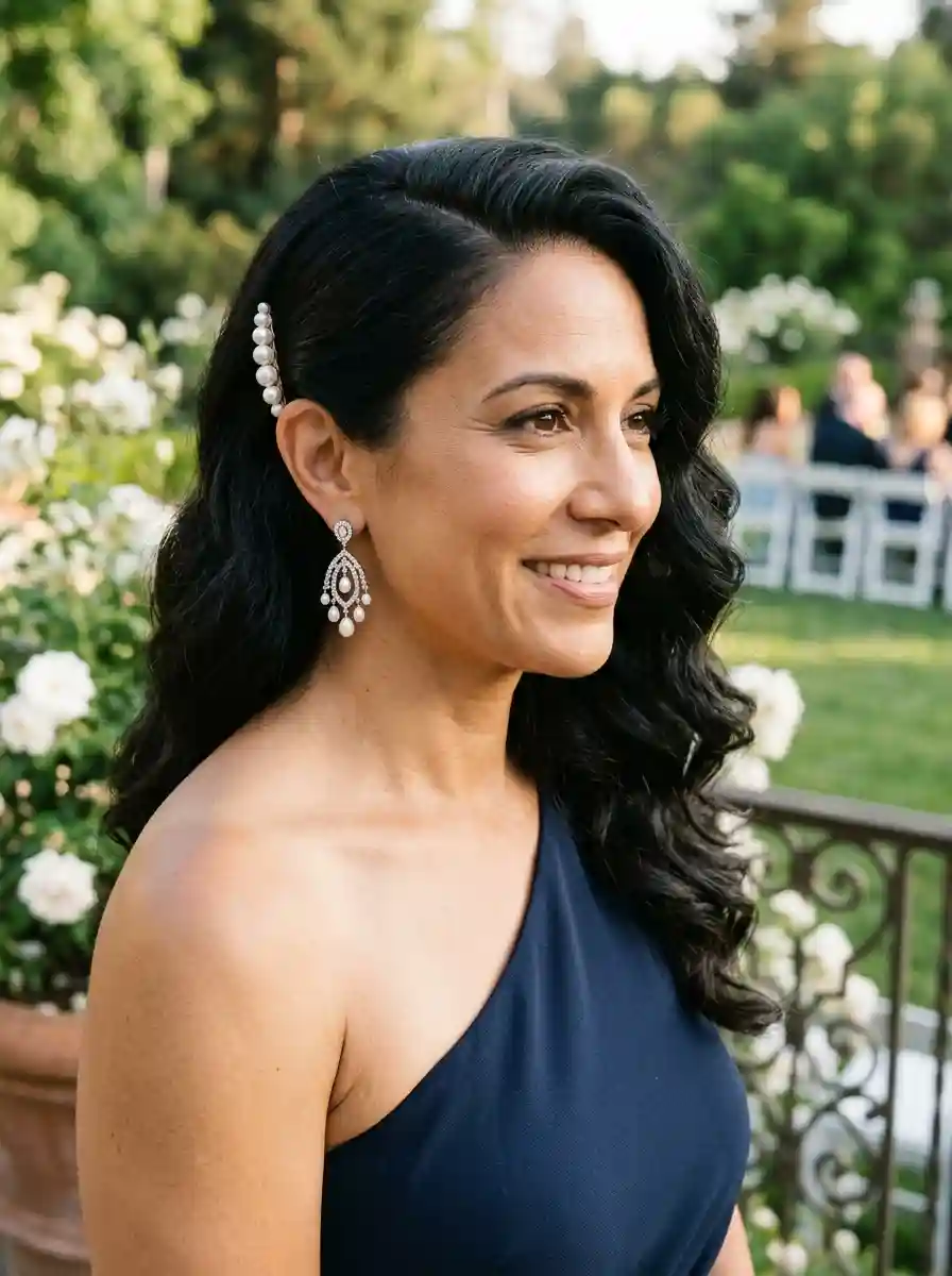 Deep Side Part Waves with Pearl Accent