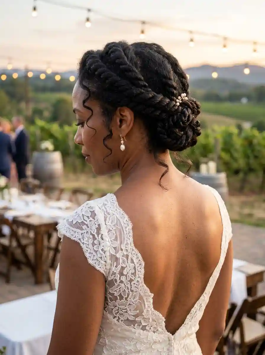 Elegant Twisted Updo with Loose Curls