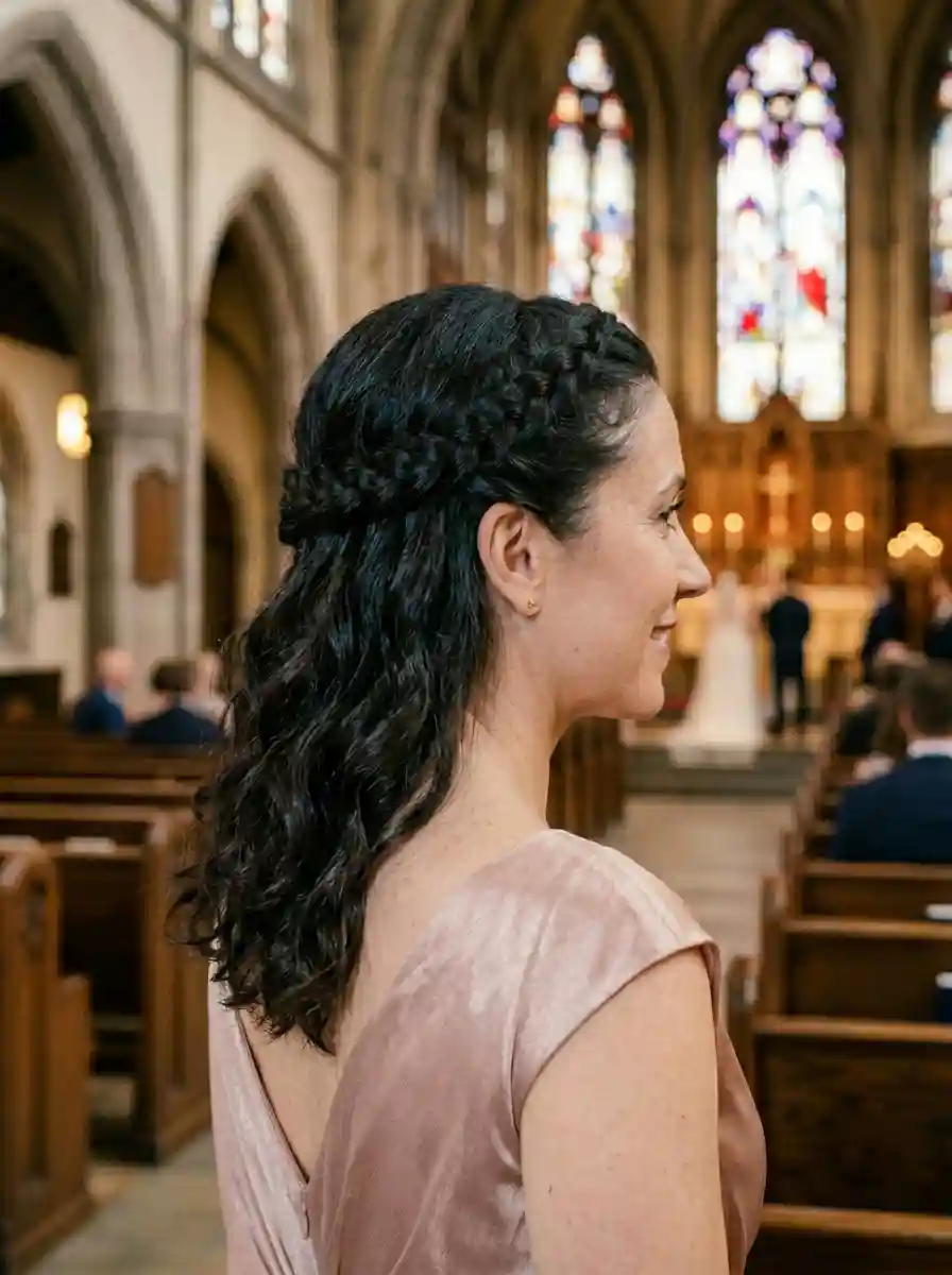 Elegant Braided Half-Up with Loose Waves