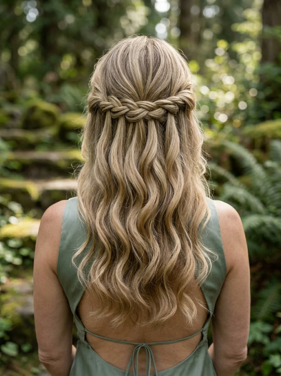 Boho Waterfall Braid Half-Up