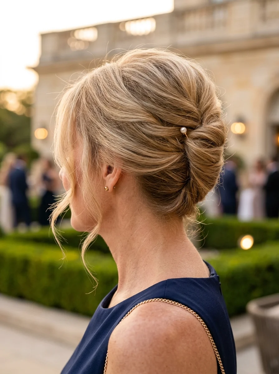 Chic Twisted Chignon with Loose Tendrils