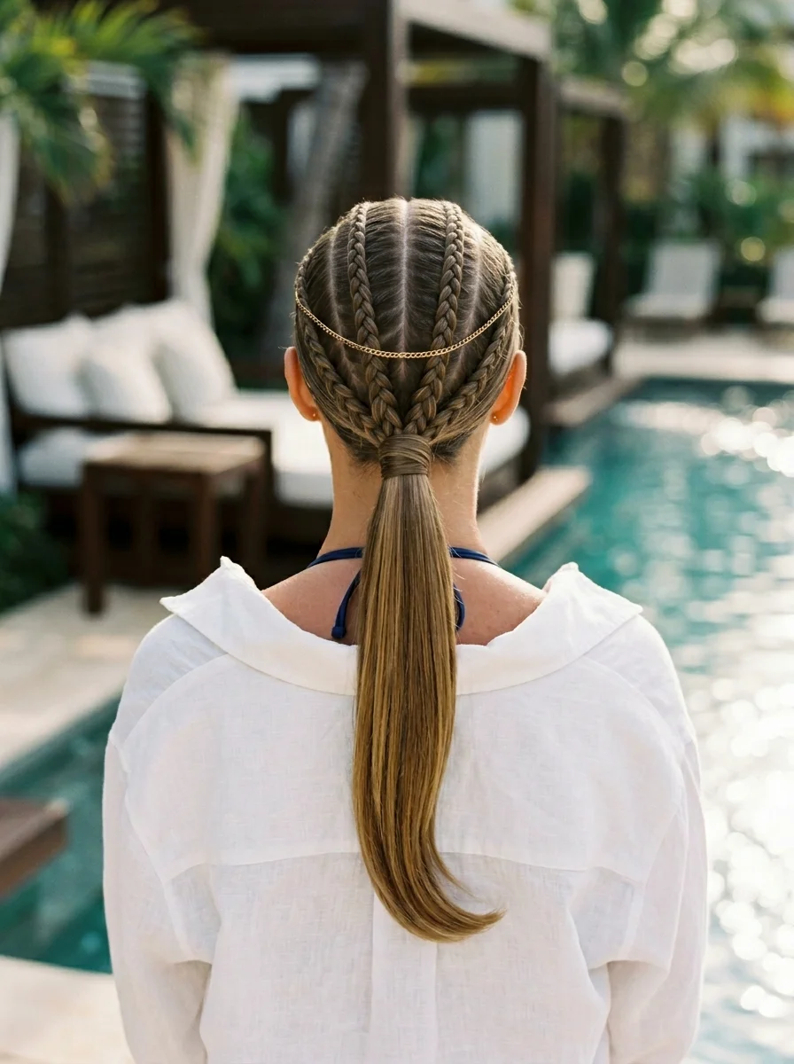 Grecian Goddess Braids with a Sleek Ponytail