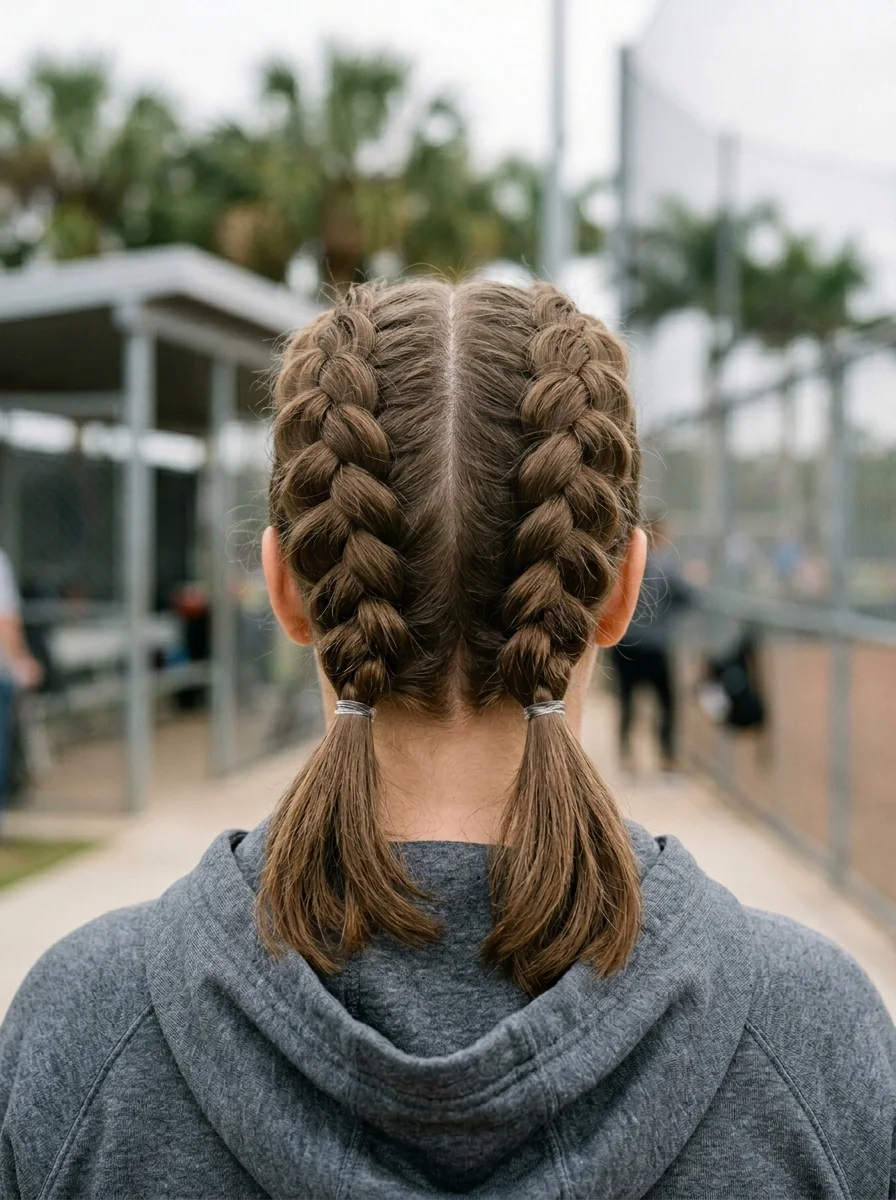 Classic Double Dutch Braids with a Casual Vibe