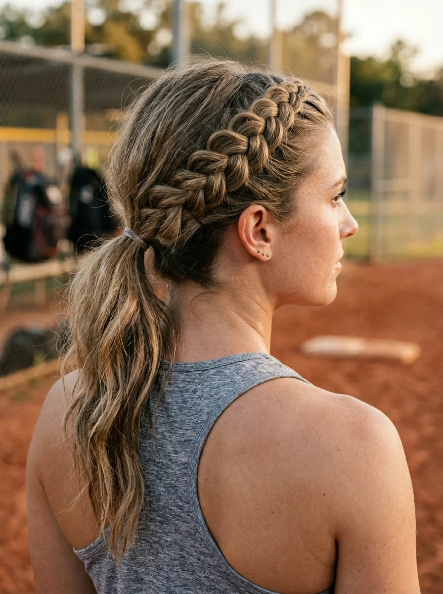 The French Braid Crown with Messy Ponytail