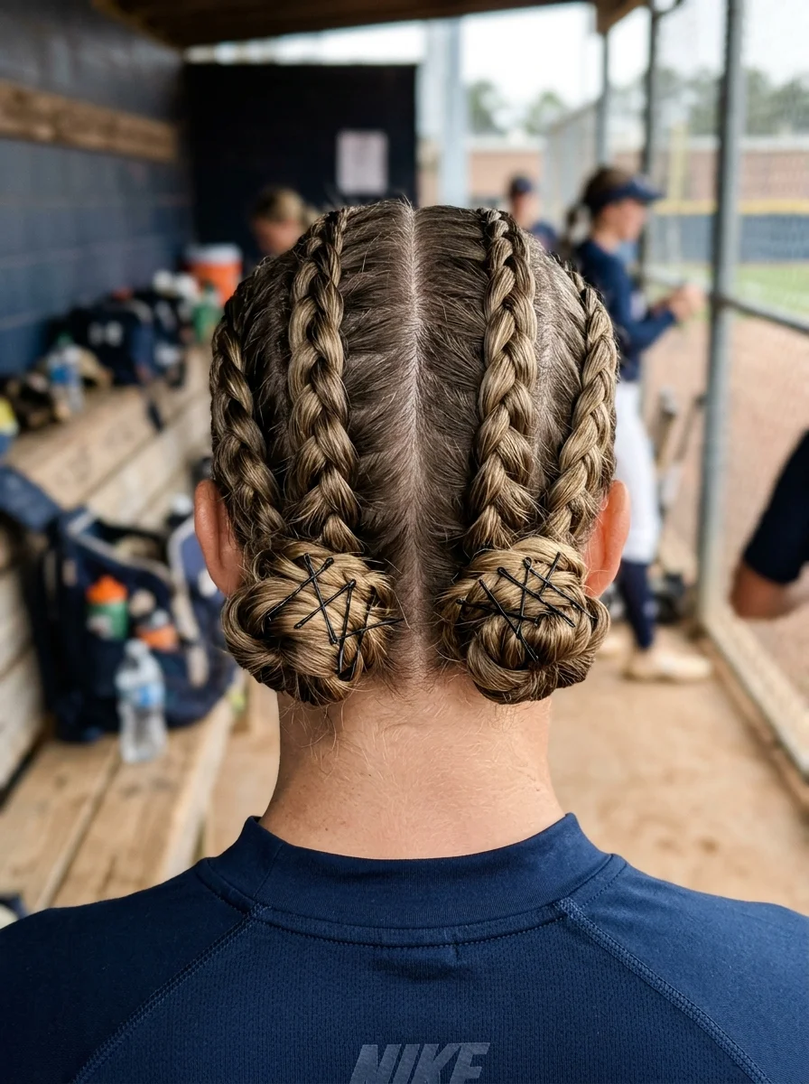 Double Dutch Braids into Space Buns