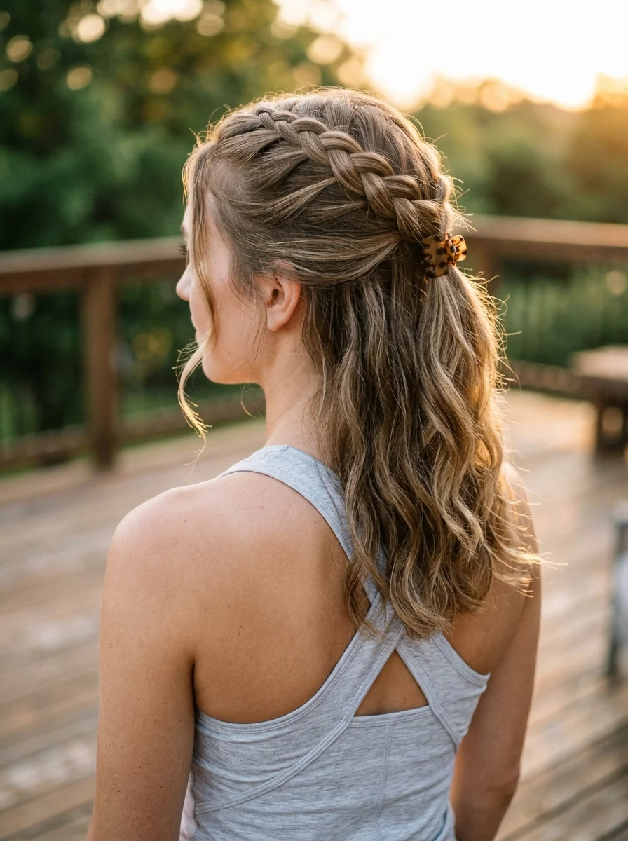 Sporty Half-Up Braided Twist
