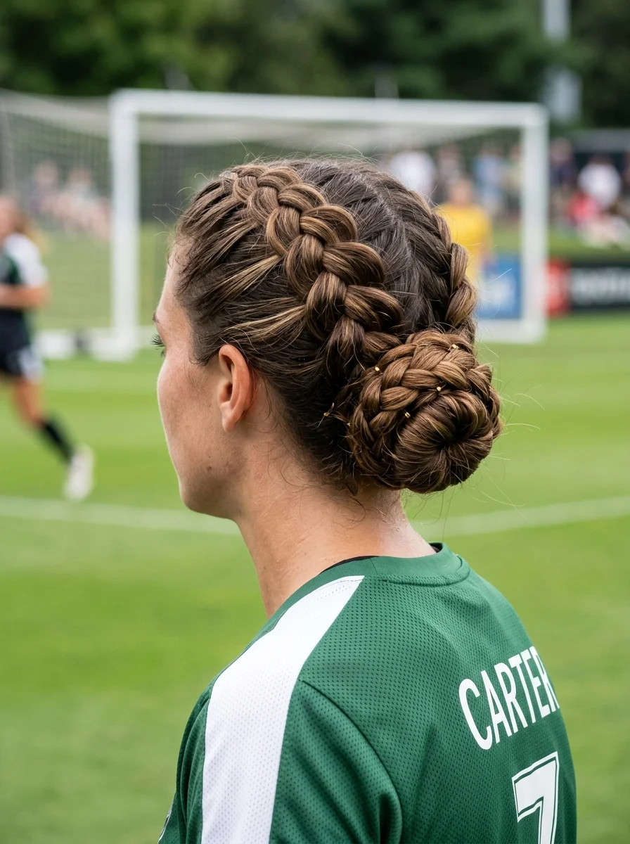 Elegant Braided Bun with Metallic Pins