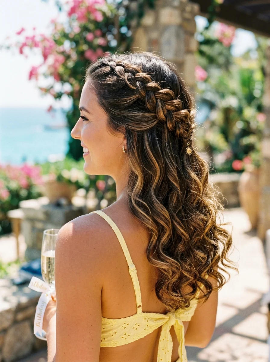 Boho Braid Half-Up with Loose Waves