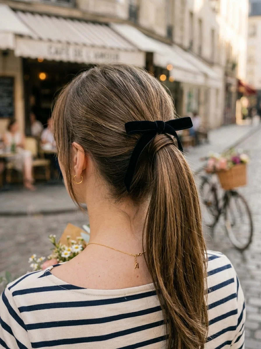 Chic Velvet Bow Ponytail