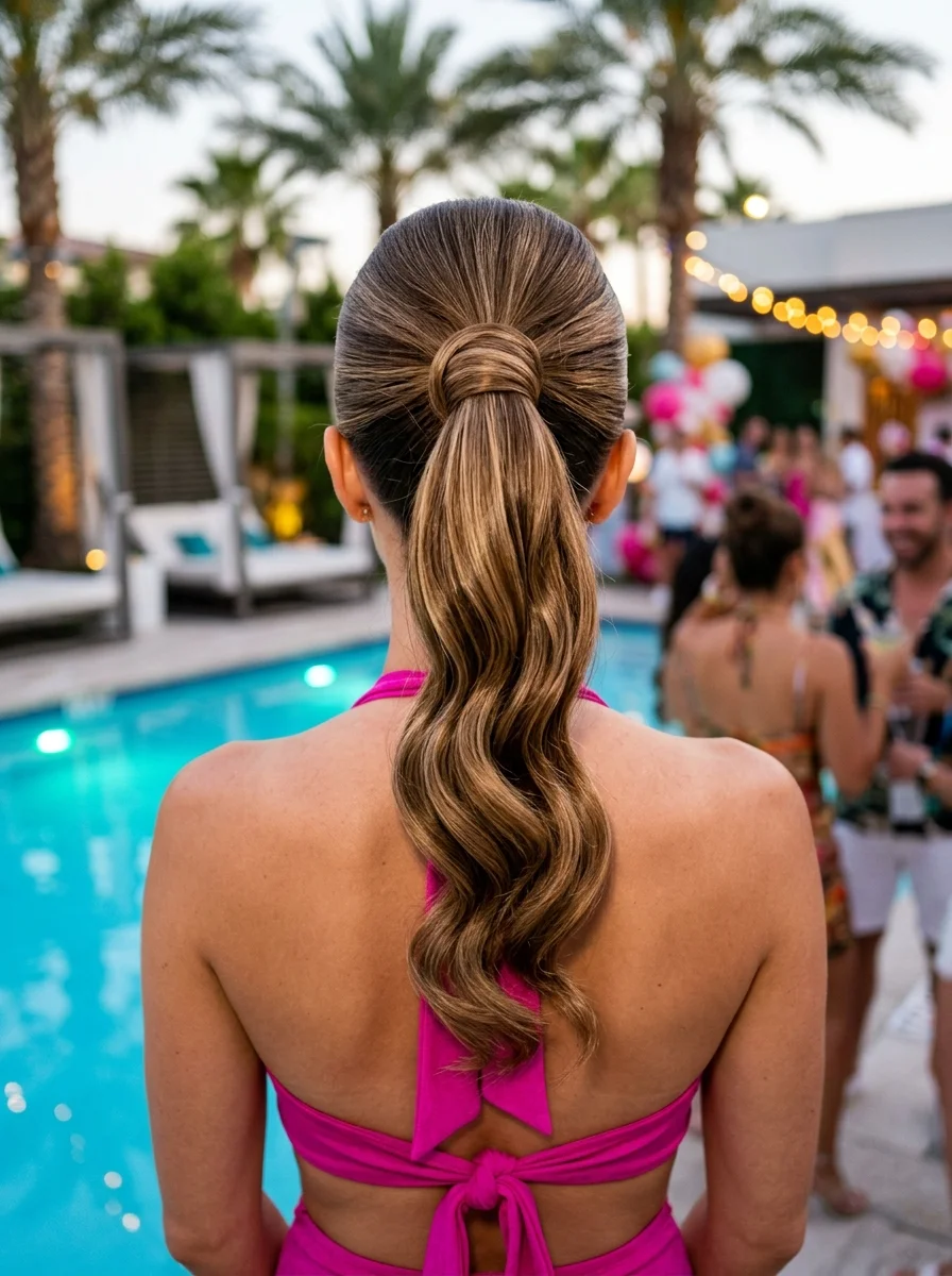 Chic Wrapped Bun Ponytail with S-Waves