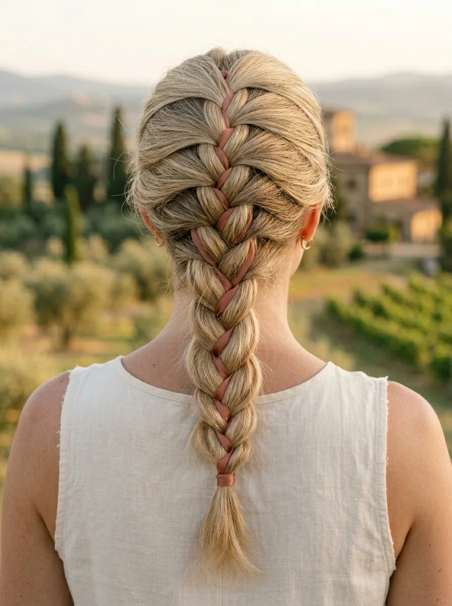 Boho Ribbon-Woven French Braid