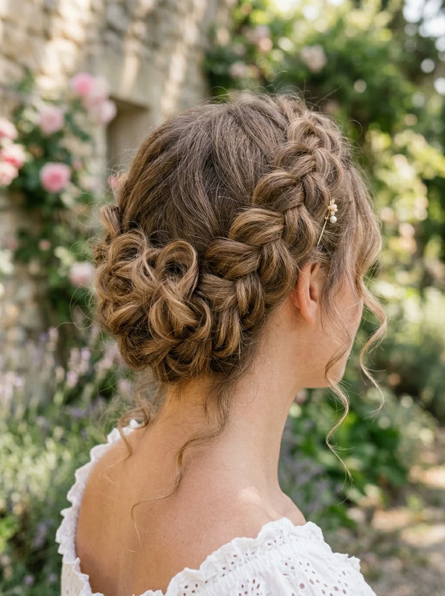 Romantic Crown Braid with Loose Curls