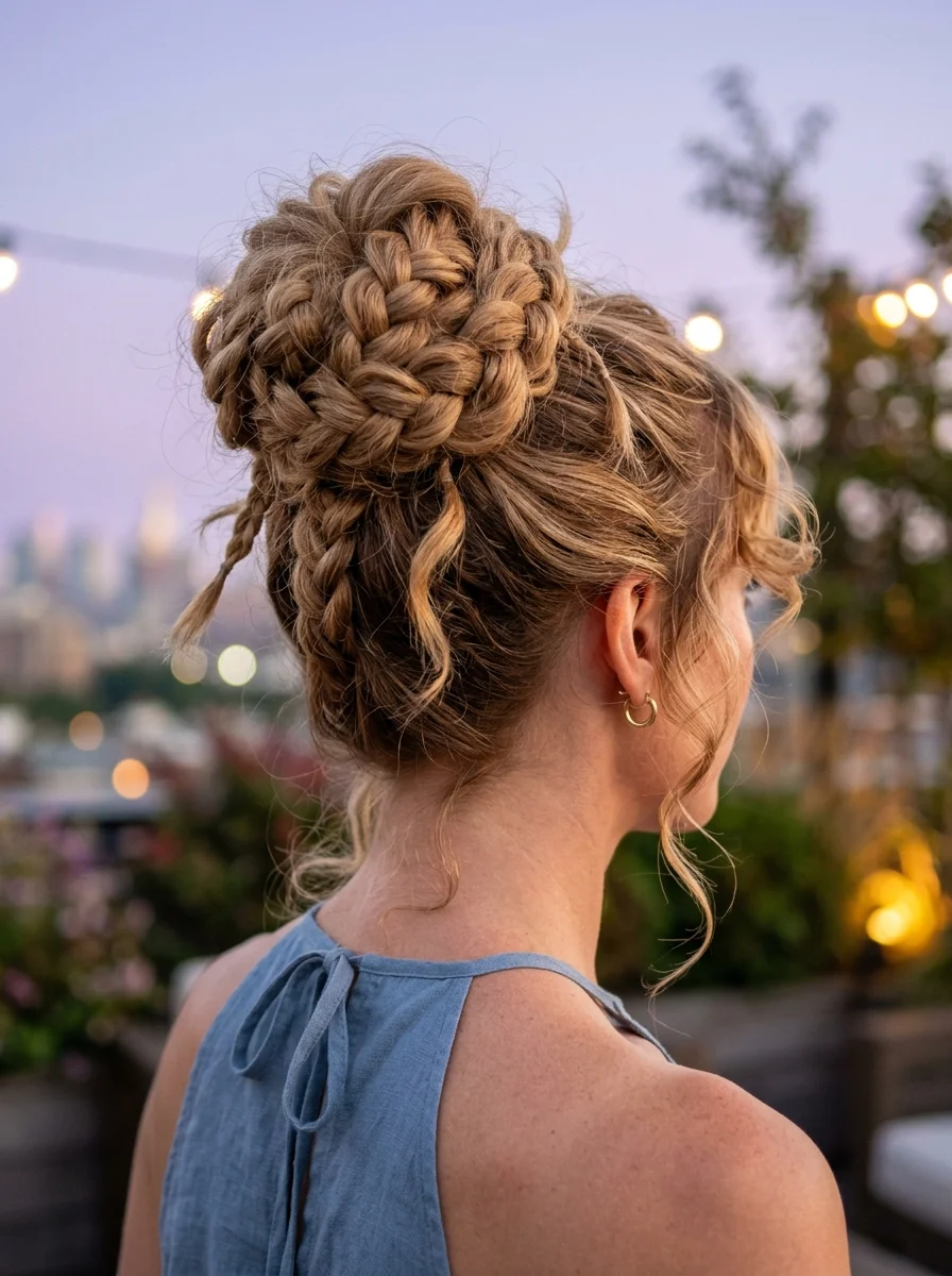 Braided Updo with Loose Tendrils