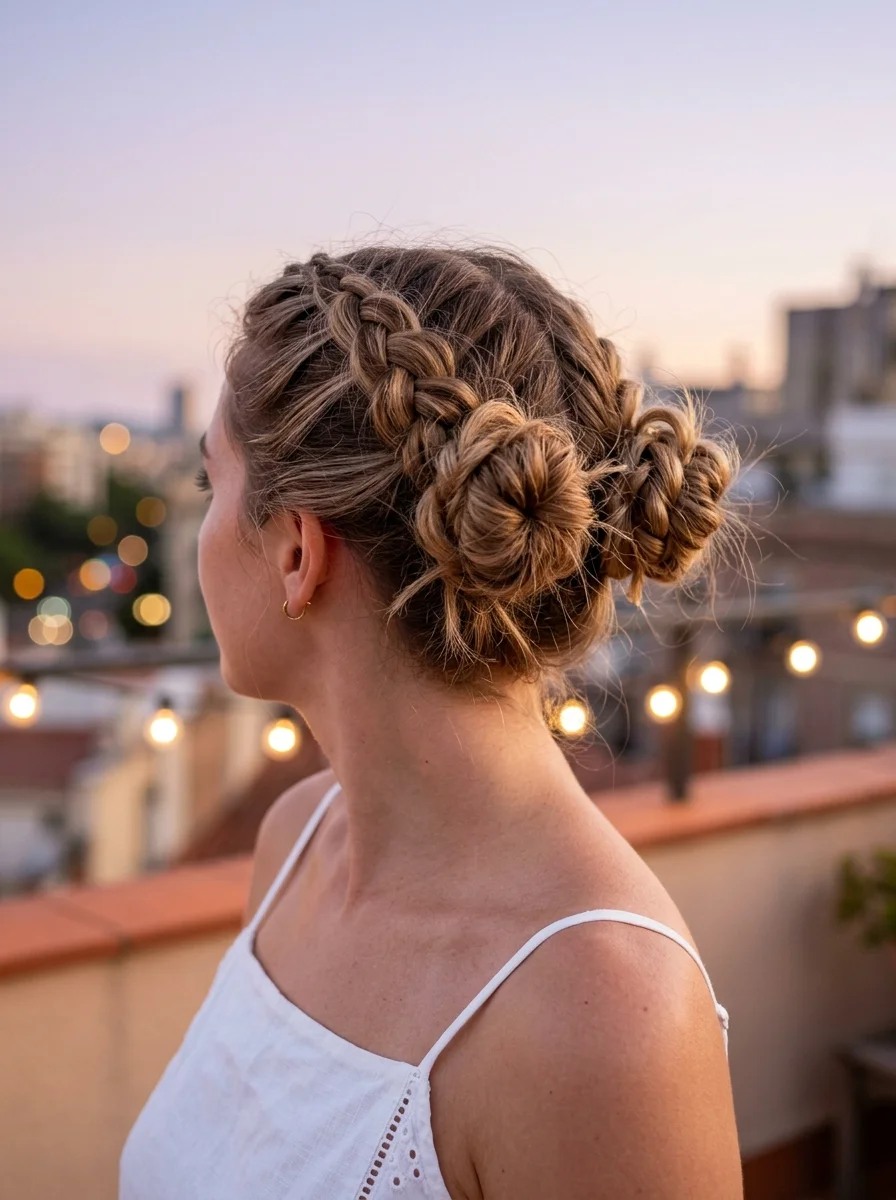 Double Dutch Braided Buns with a Boho Vibe