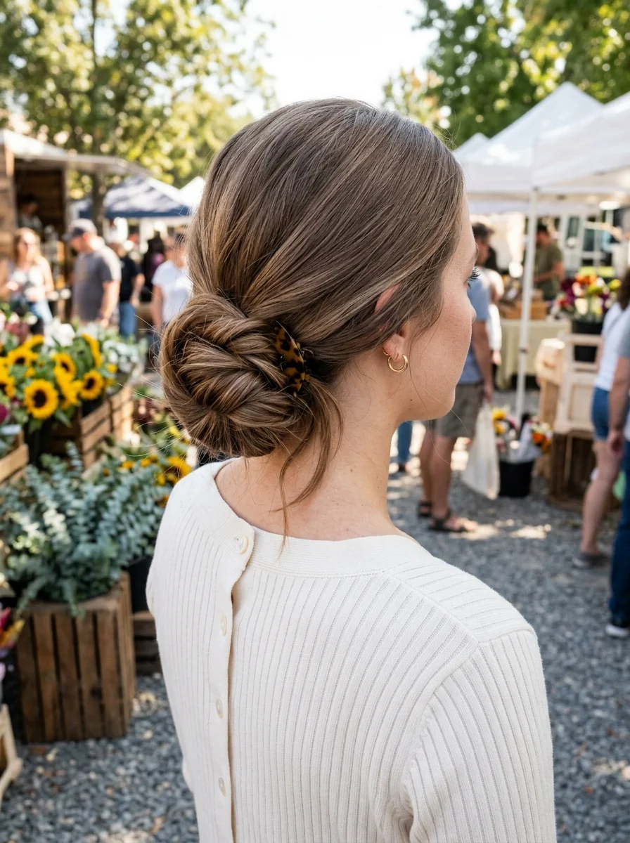 Effortless Braided Chignon with Tortoiseshell Clip