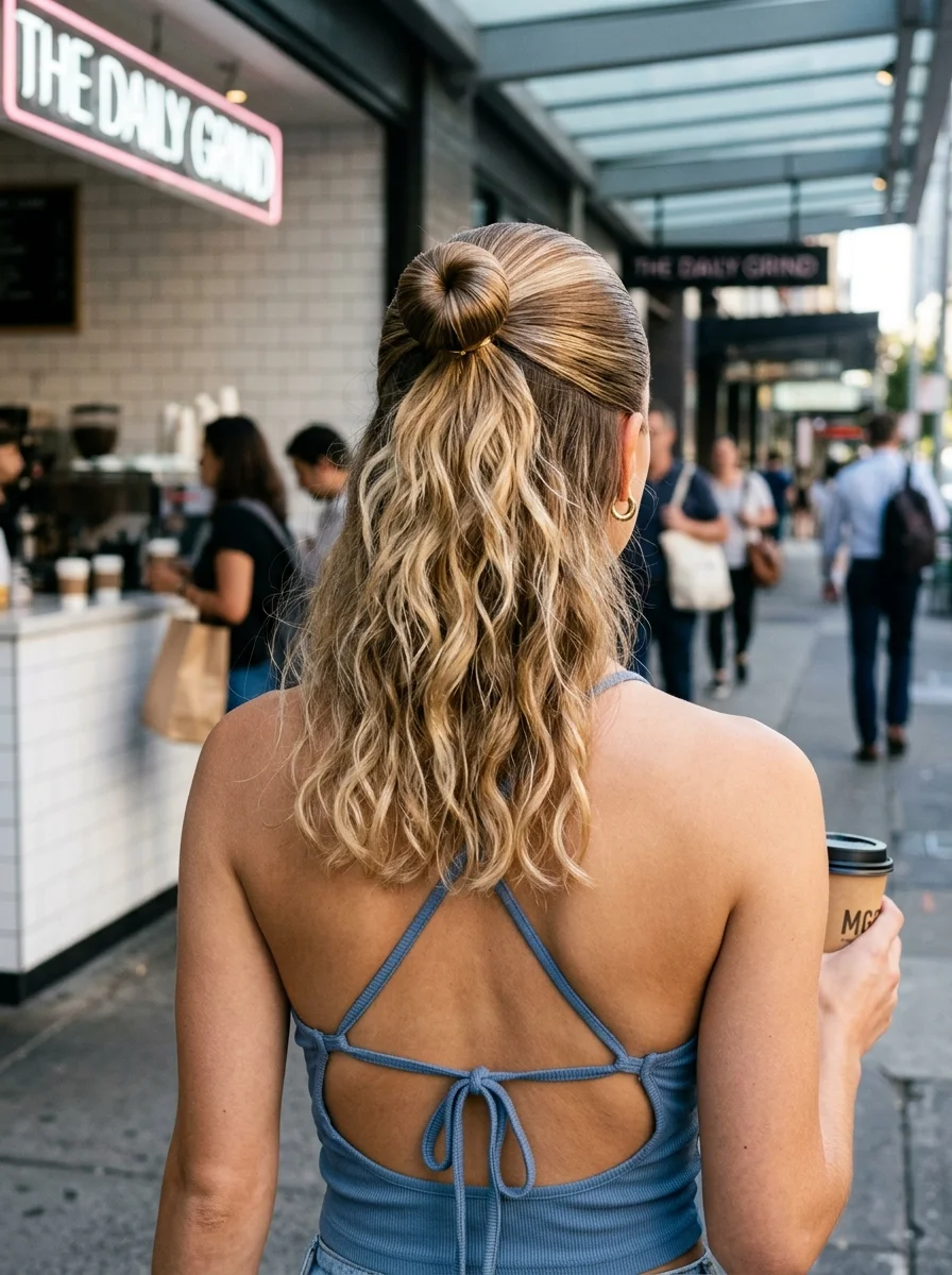 The Chic Top Knot Half-Up with Loose Waves