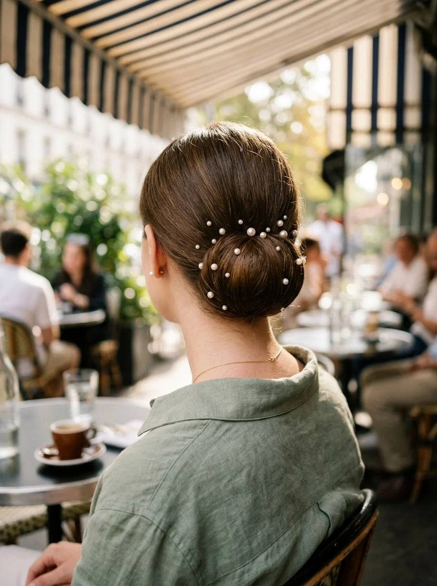 Elegant Pearl-Adorned Chignon