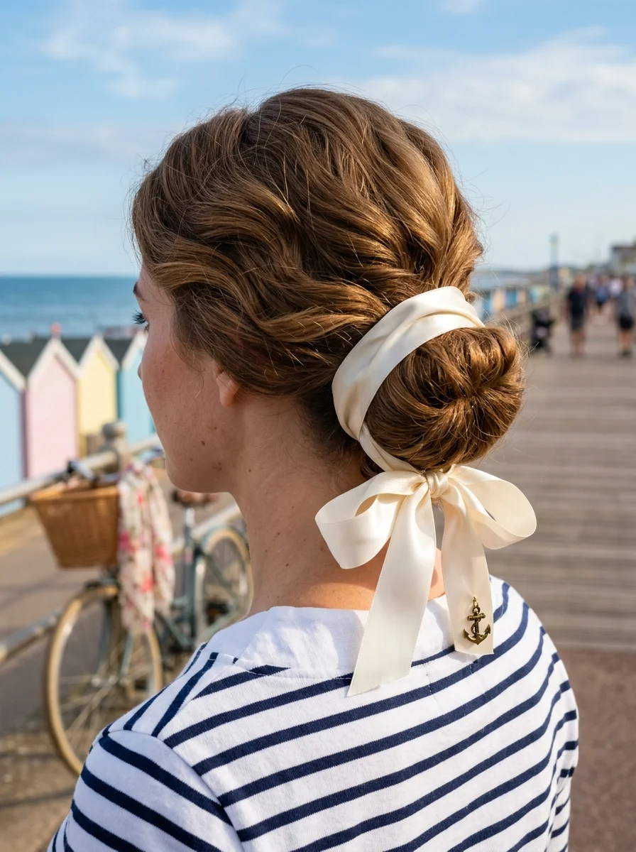 Chic Nautical Bun with Silky Scarf