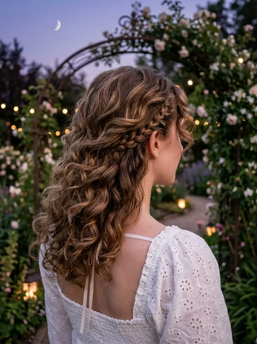 Romantic Braided Crown with Soft Curls