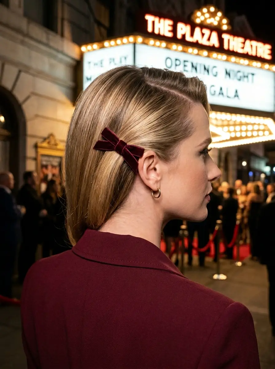 Velvet Bow Accent Low Side Part