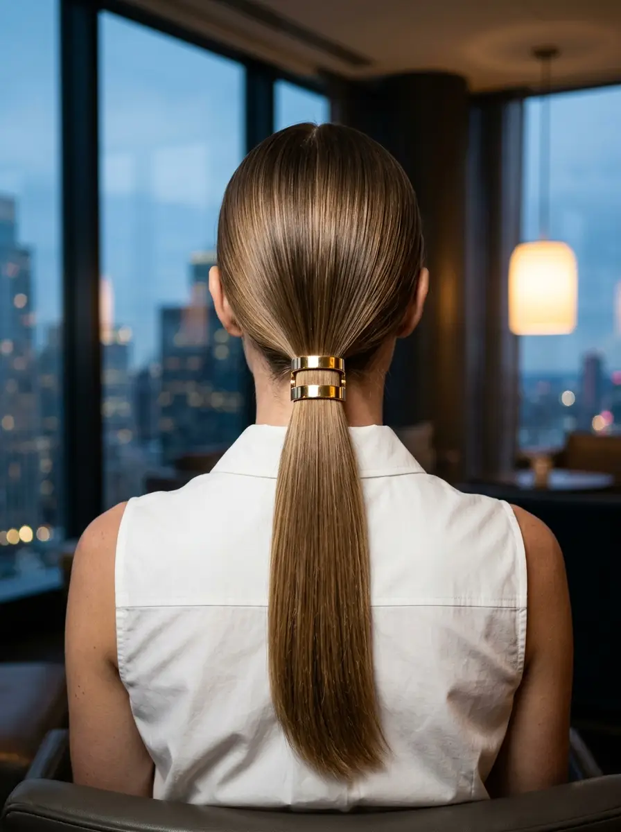 Sleek High Ponytail with Luxe Gold cuffs