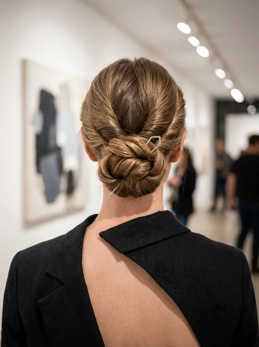 Elegant Twisted Chignon with a Chic Hair Pin