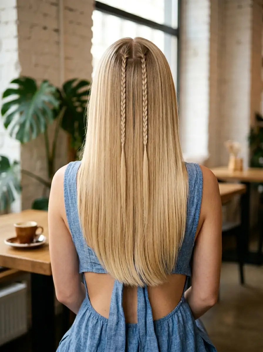Double Dutch Braids with Straight Hair