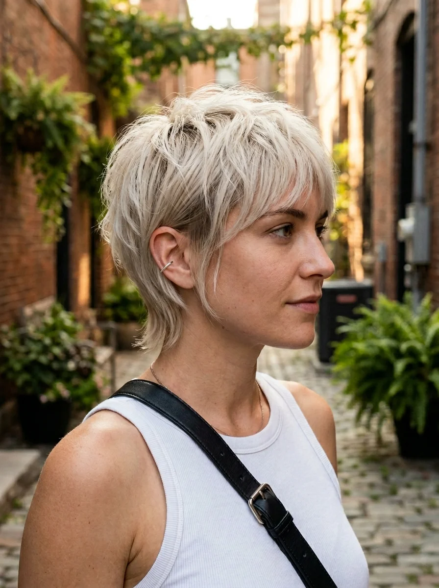 Textured Platinum Pixie Shag