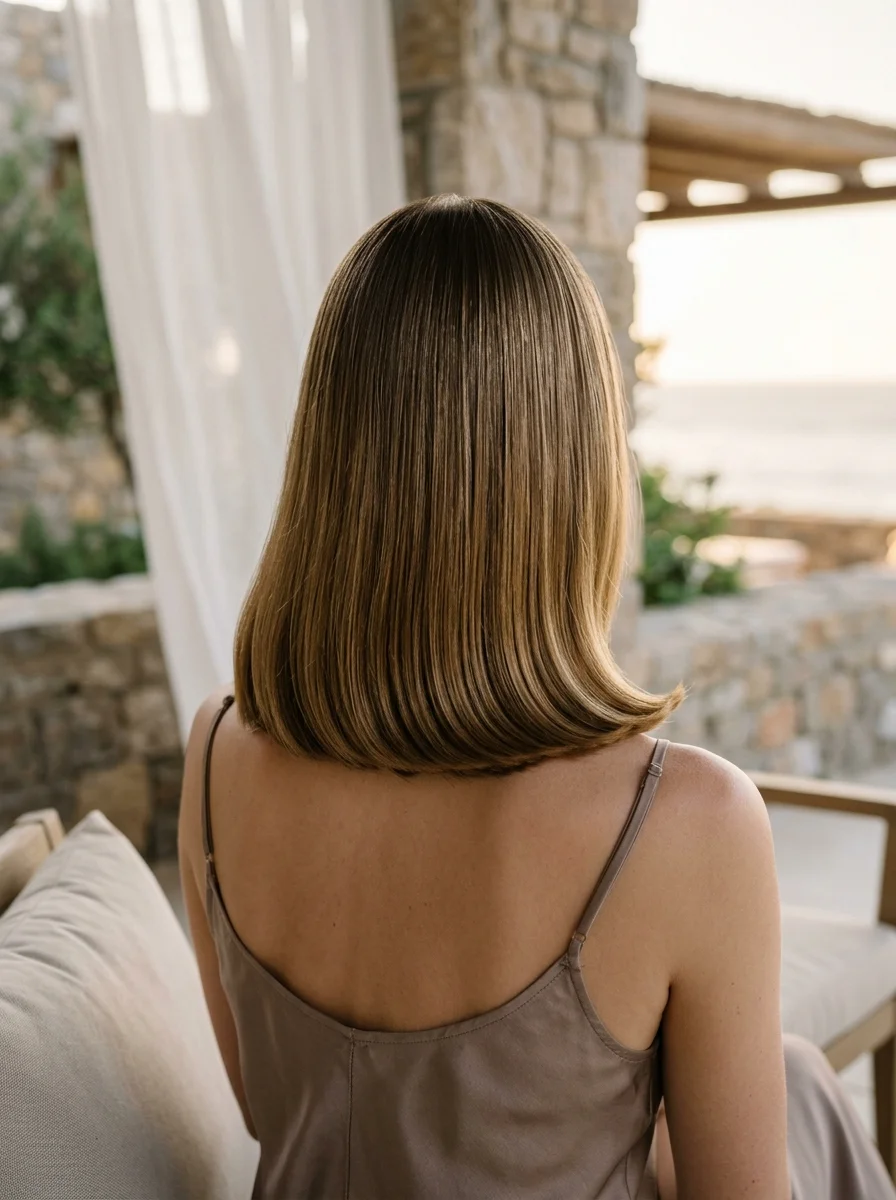 Sleek Asymmetrical Bob with Subtle Highlights