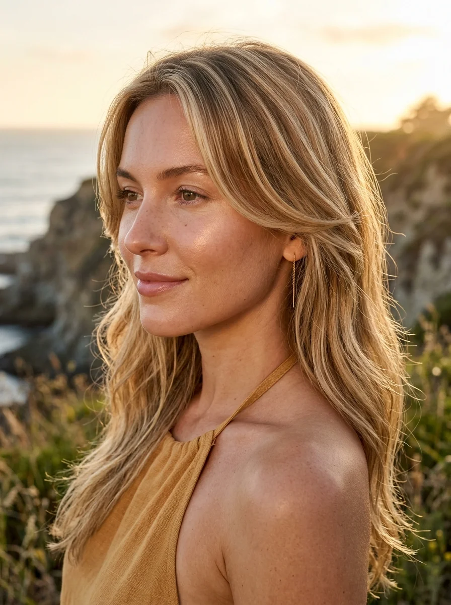 Beachy Waves with Face-Framing Layers